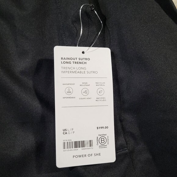 Athleta Rainout Sutro Long Trench | Black - NWT - Picture 8 of 16